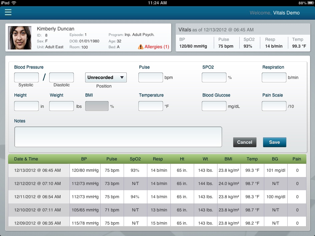 Netsmart myPOV Vitals screenshot 3