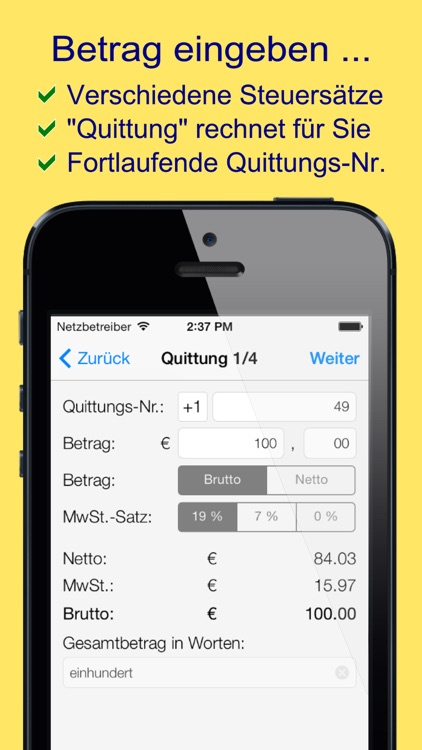 Quittung Lite - Der Quittungsblock.