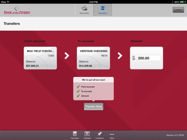 Bank of the Ozarks Mobile for iPad screenshot-3