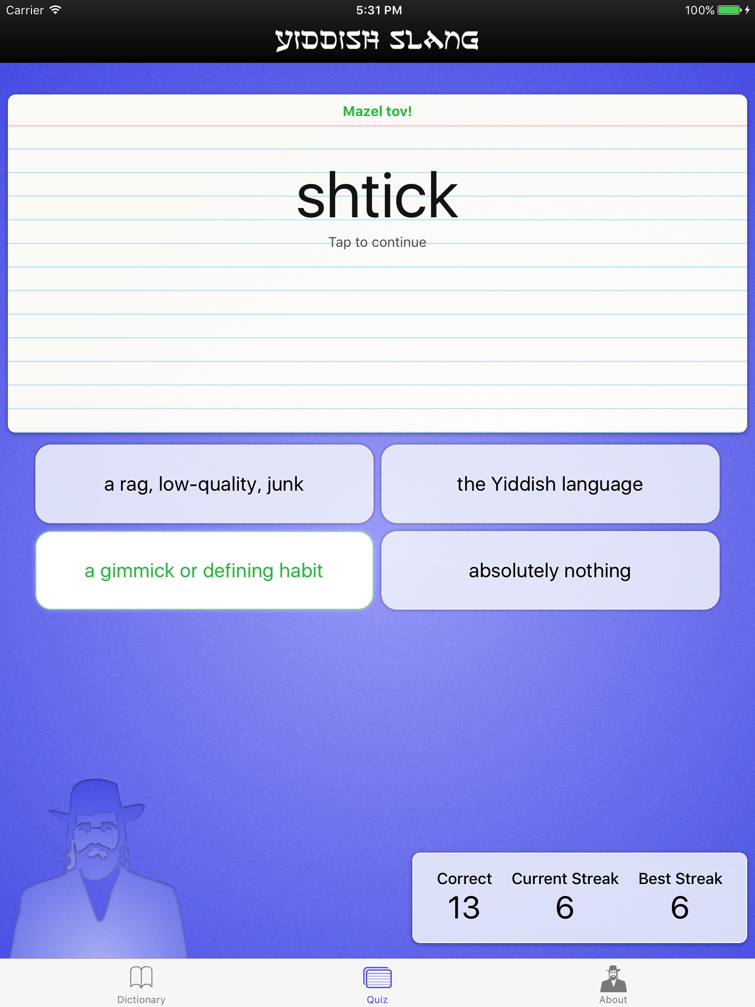 Yiddish Slang Dictionary and Quiz screenshot 4