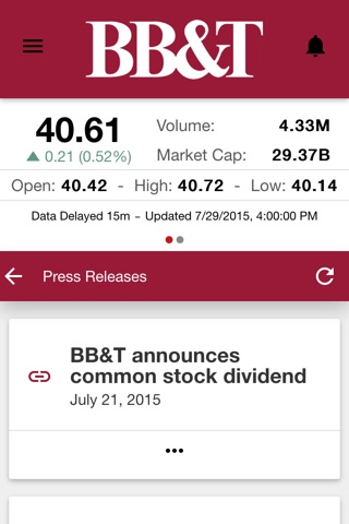 BB&T Investor News App screenshot 2
