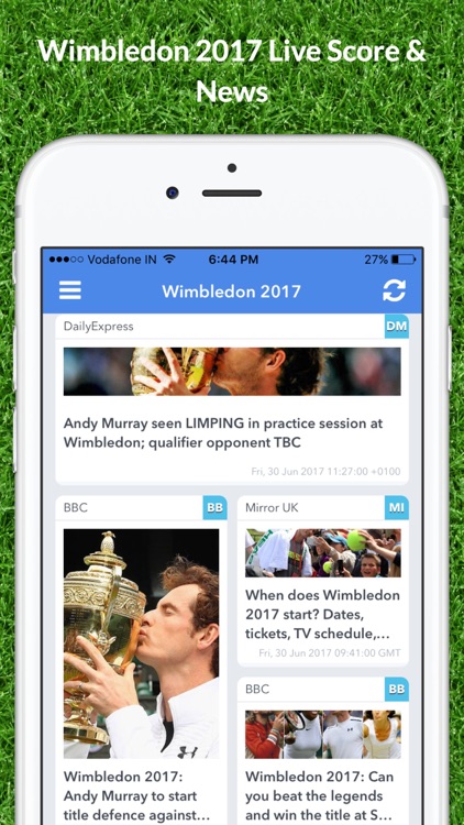 Livescore for Wimbledon 2017 Results and News App