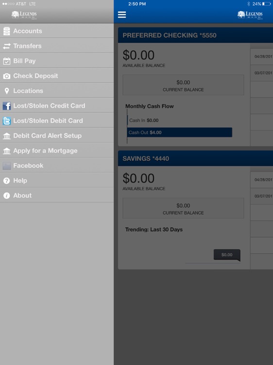 Legends Bank Mobile Missouri iPad Version