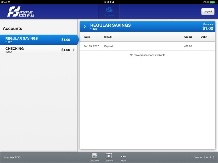 Freeport State Bank Mobile Banking for iPad