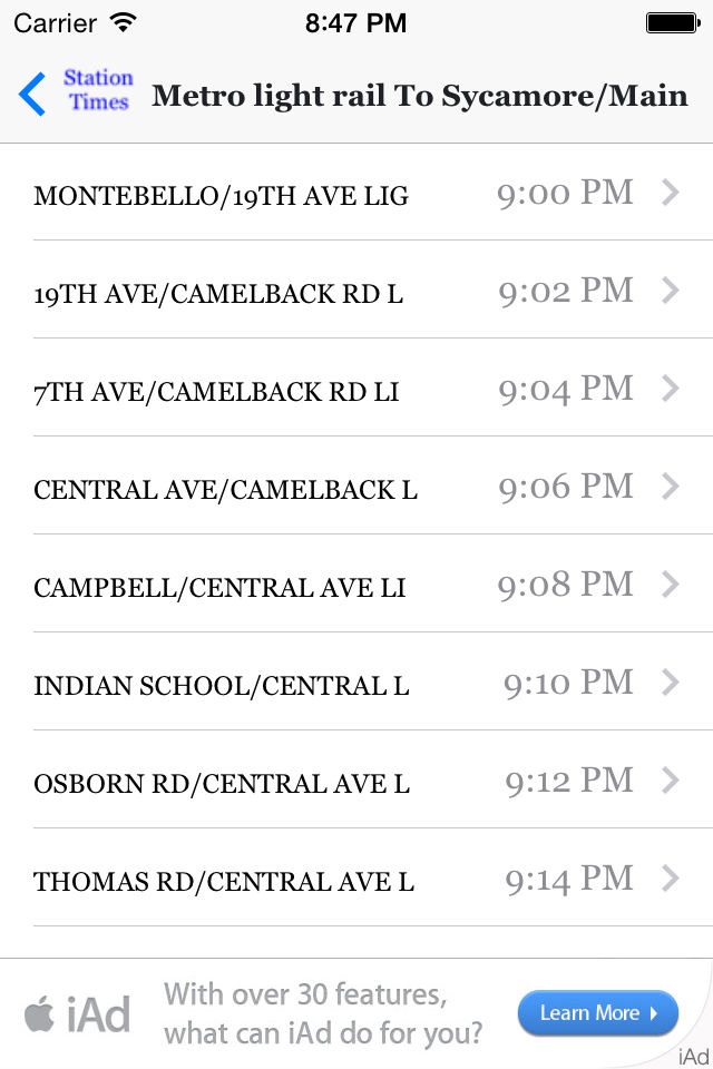 Phoenix Light Rail Timetable screenshot 4