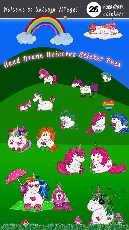 Hand Drawn Unicorns Sticker Pack