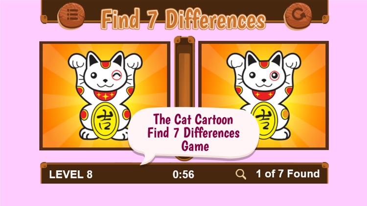 The Cat Cartoon Find 7 Differences Game