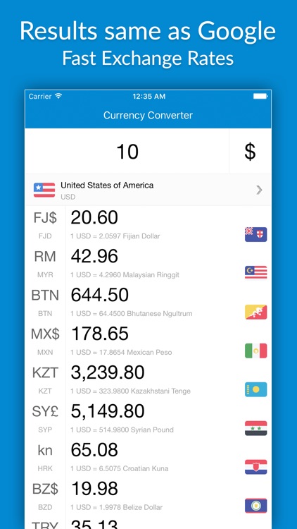 Live currency store exchange rates