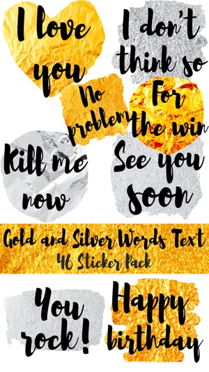 Gold and Silver Words Text Sticker Pack