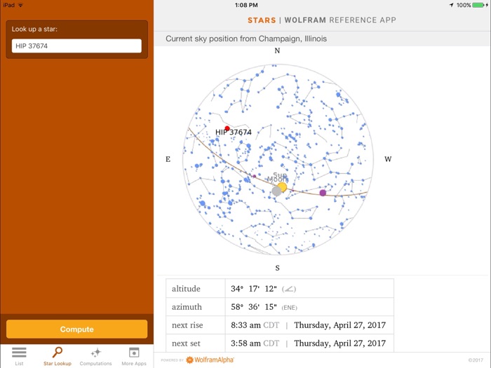 Wolfram Stars Reference App