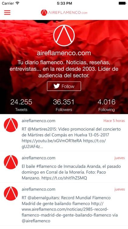 Flamenco AireFlamenco.com screenshot-3