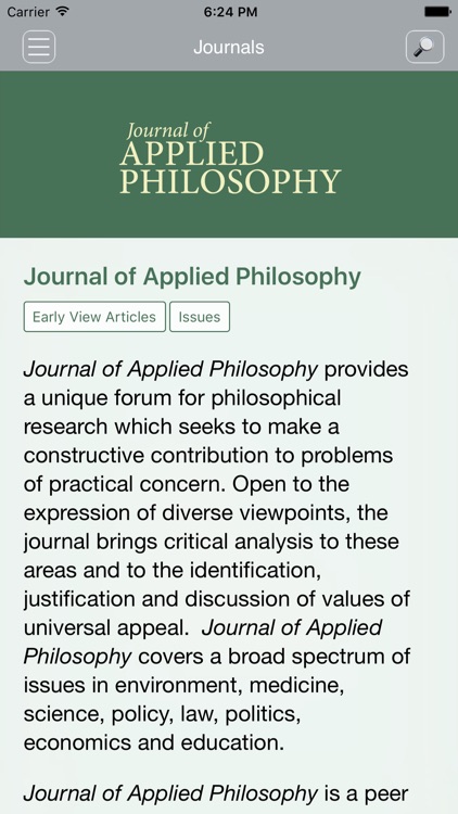 Journal of Applied Philosophy by Wiley Publishing