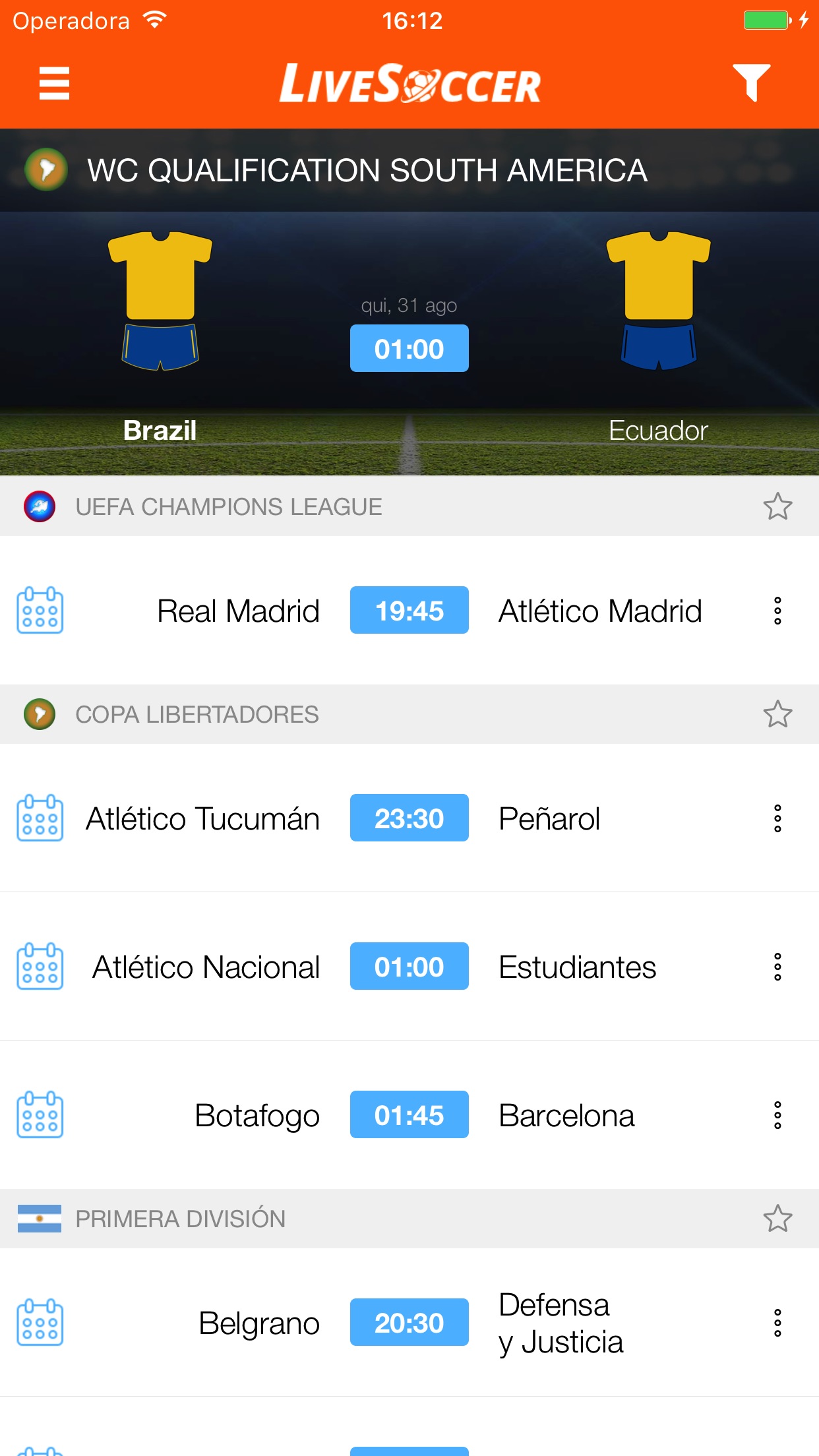 Screenshot do app LiveSoccer - Futebol ao vivo