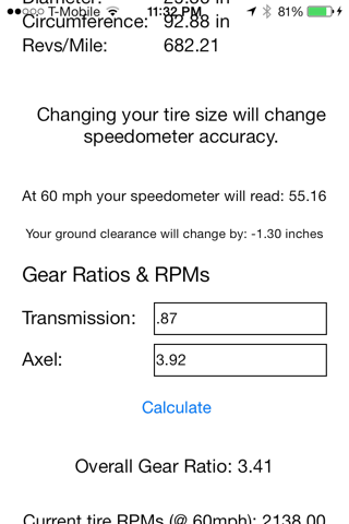 Tyre Size Calculator screenshot 2