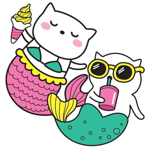 Adorable Summer Party Cat & Unicorn Stickers icon