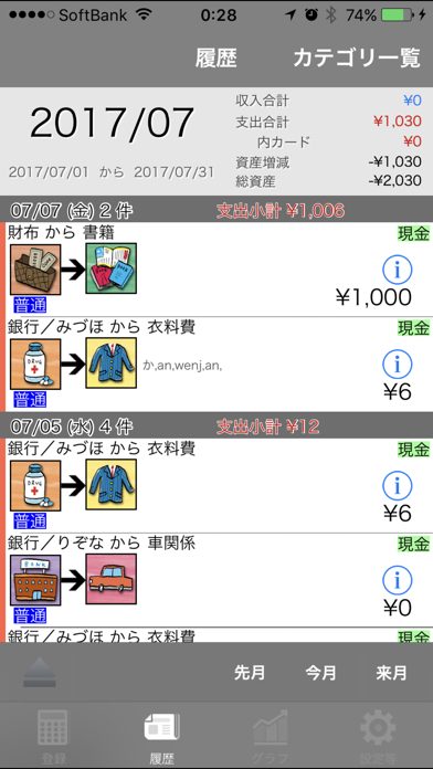 かんたん家計簿iMoneyFlow screenshot1