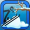 Jump your skier over trees, houses, and hills filled with big rocks