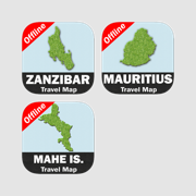 ZANZIBAR, MAURITIUS, MAHE ISLAND (Seychelles) Travel Map Bundle