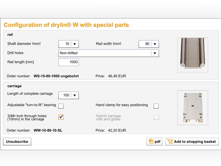 Special parts configurator