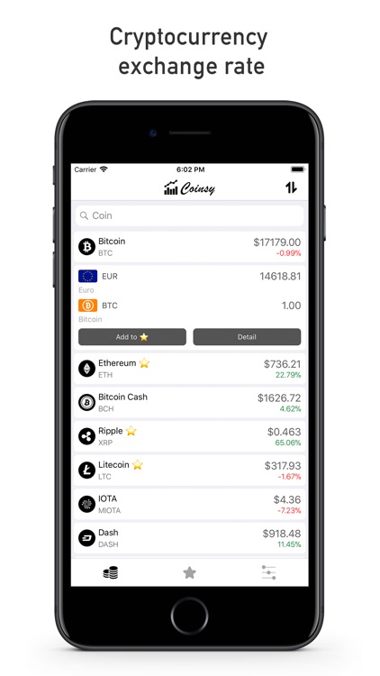 Coinsy - cryptocurrency rates