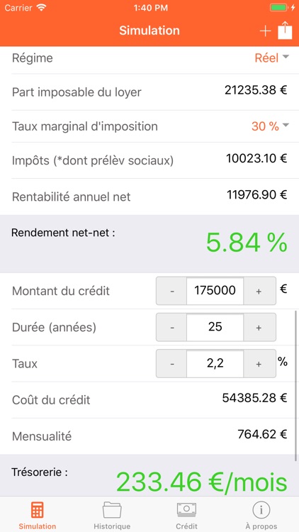 Simulateur rendement locatif