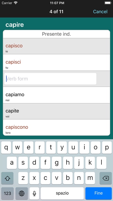 Italian Verb Conjugation Chart