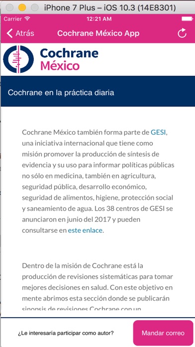 Cochrane México App screenshot 2