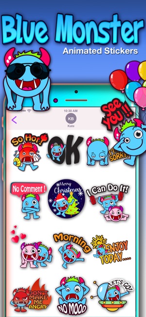 Blue Monster Animated Stickers(圖3)-速報App