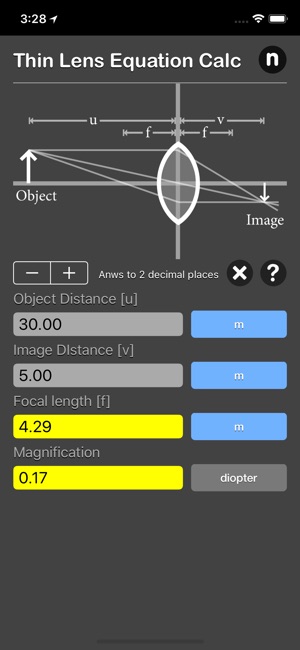 Thin Lens Equation Calc