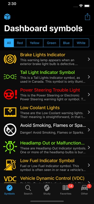 Car Dashboard Symbols