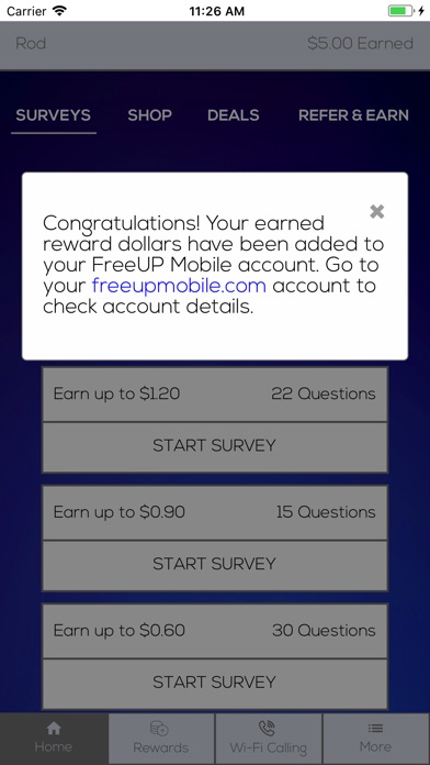 FreeUP Mobile Rewards screenshot 2