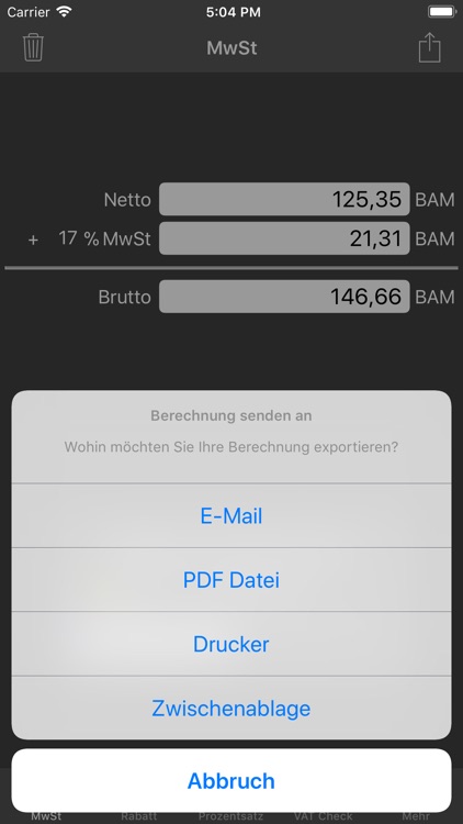 Mobiler Mwst-Rechner