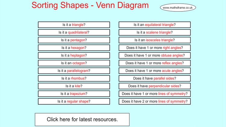 Sorting 2D Shapes Venn Diagram