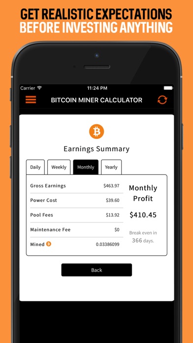 Bitcoin Miner Calculator App screenshot 3