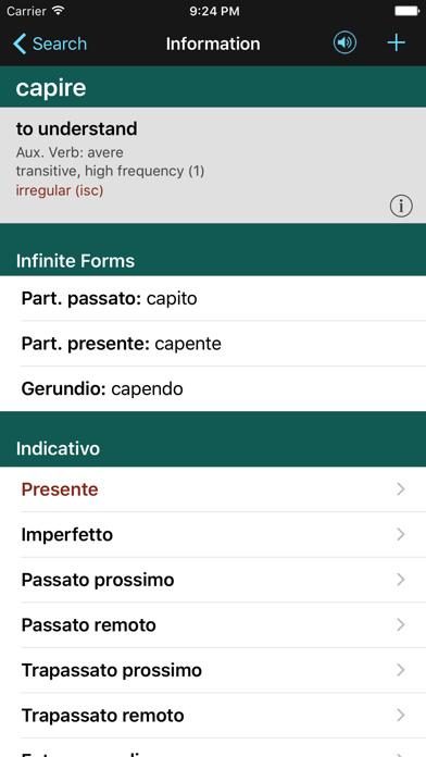 Italian Verbs & Conjugation - VerbForms Italiano Screenshot 3