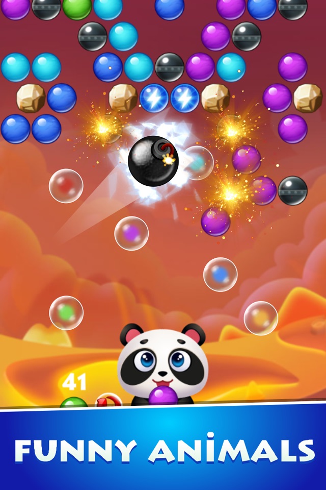 Bubble pop cat rescue match 3 puzzle screenshot 2