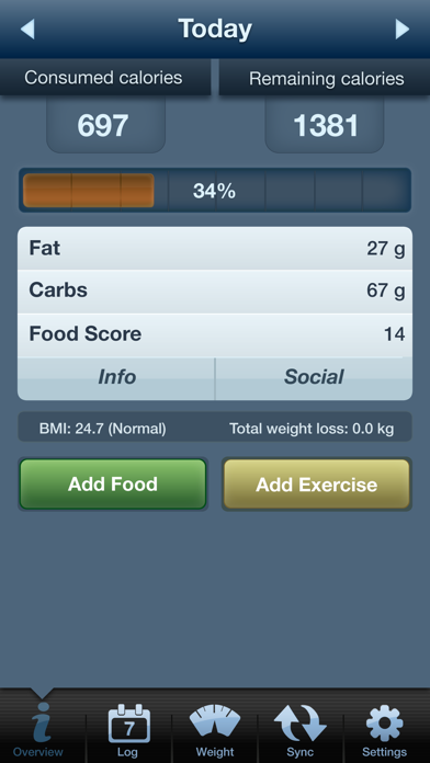 Tap & Track -Calorie Counter (Diets & Exercises) Screenshot 1