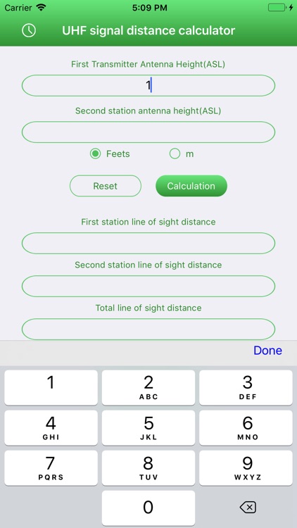 UHF signal distance calculator