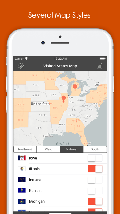 Visited States Map Pro screenshot1