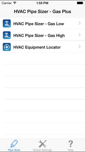 HVAC Pipe Sizer - Gas Plus