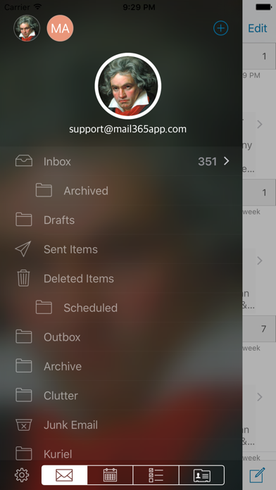 mail365 - Email, Calendars, Tasks and Contacts for Outlook, Exchange and Office 365 Screenshot 1