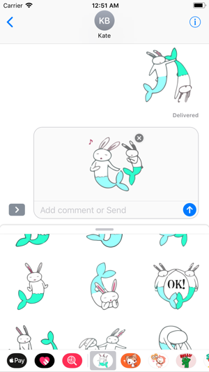 Bunny Mermaid Cute Sticker Emo(圖2)-速報App