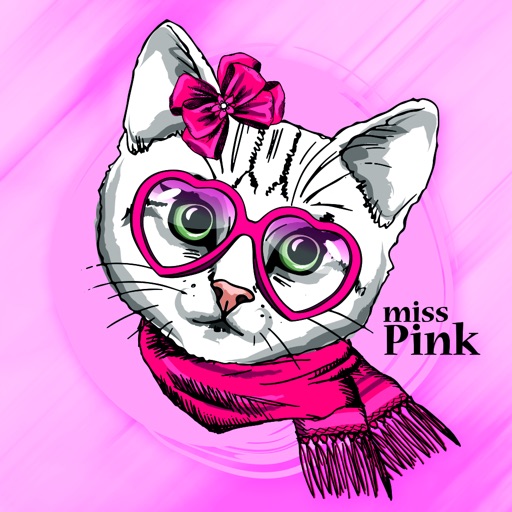 Cute Cat Pink Stickers Pack for iMessage