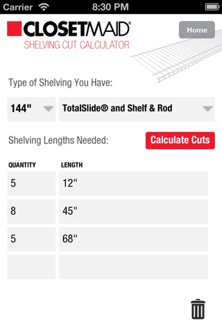 ClosetMaid Shelving Tools screenshot 2