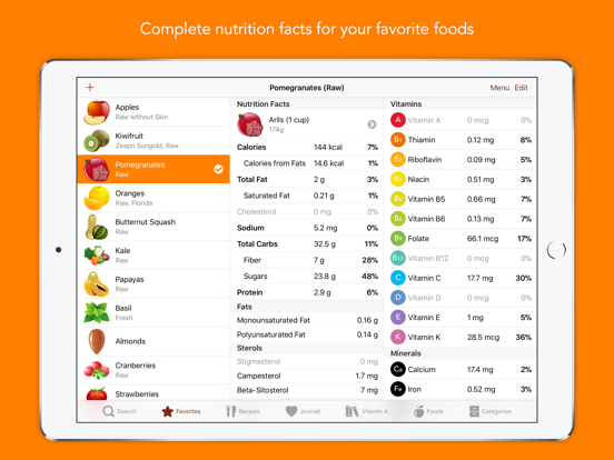 Nutrients - Nutrition facts screenshot