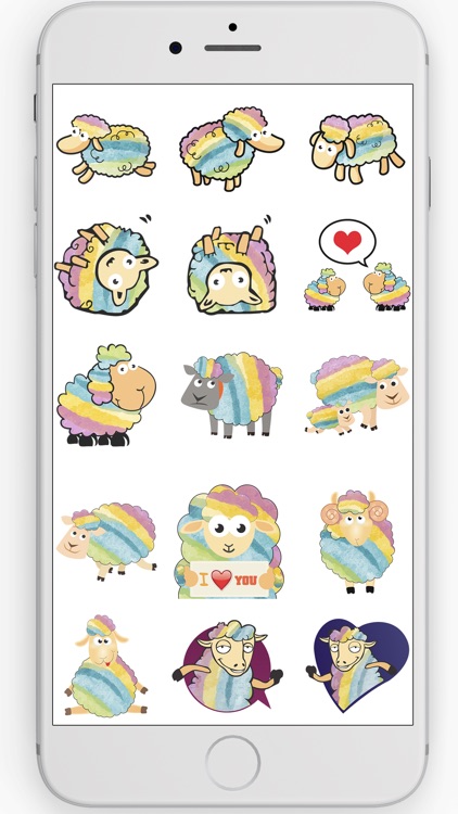 Rainbow Sheep Stickers Unicorn