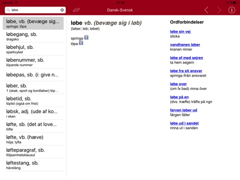 Gyldendal's Swedish Danish Dictionary screenshot 4