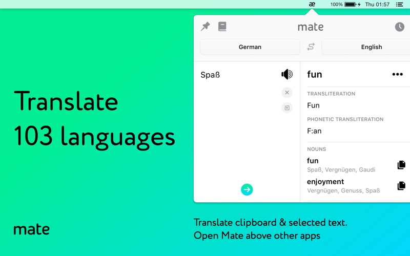 Mate – 번역가 및 사전 (103 개 언어) 앱스토어 스크린샷