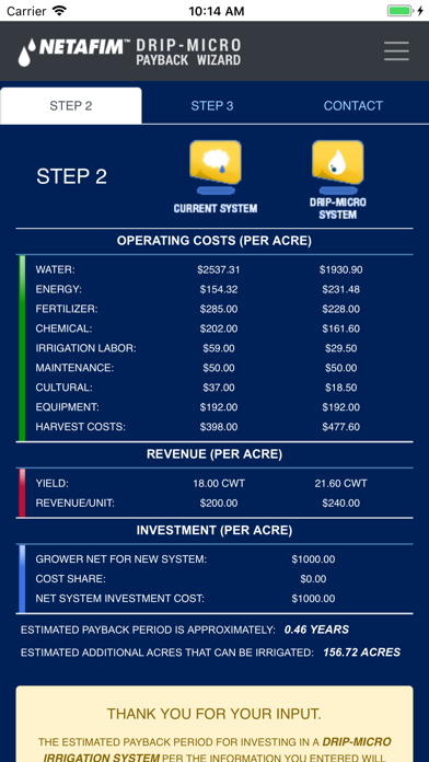 Netafim Payback Wizard screenshot 3