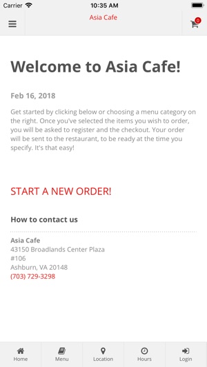 Asia Cafe App Ordering